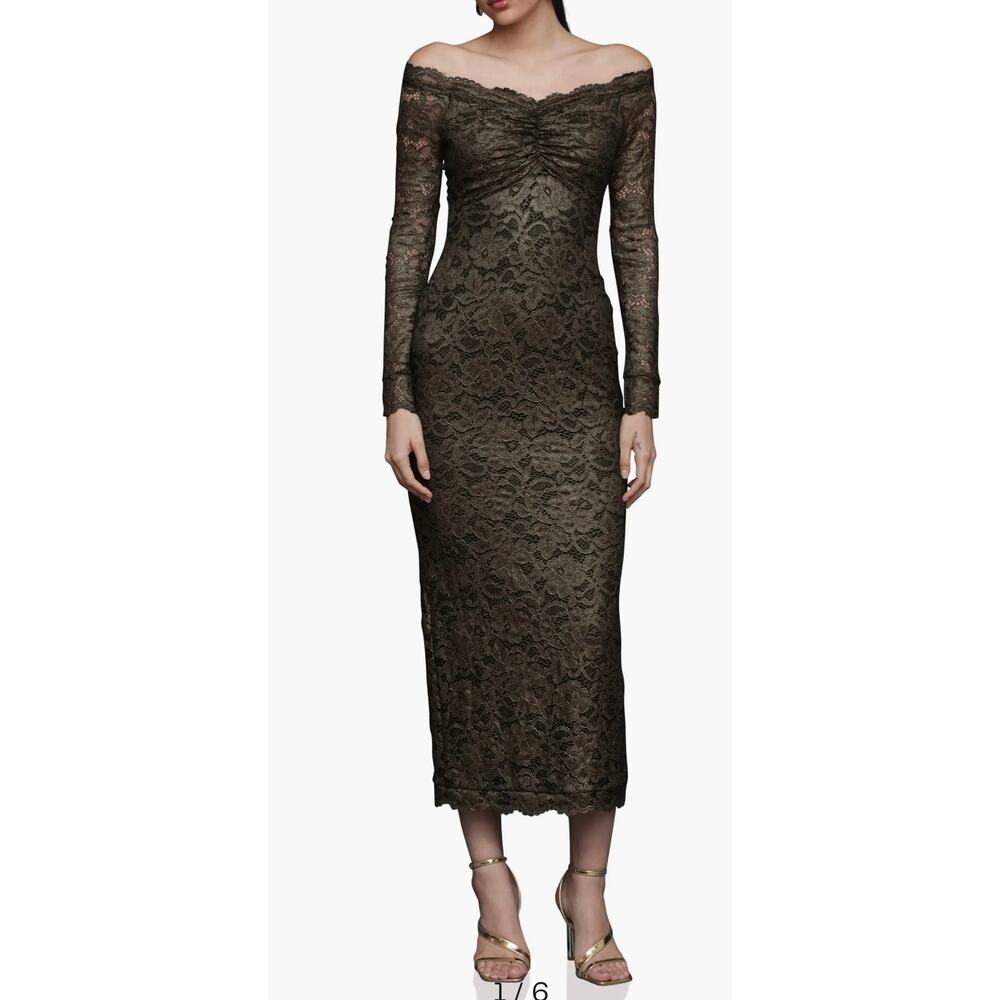 Avec Les Filles Lace Off the Shoulder Long Sleeve Midi Dress. NWT Size 4